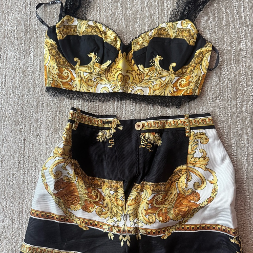 Versace Black and Gold Patterned Garment